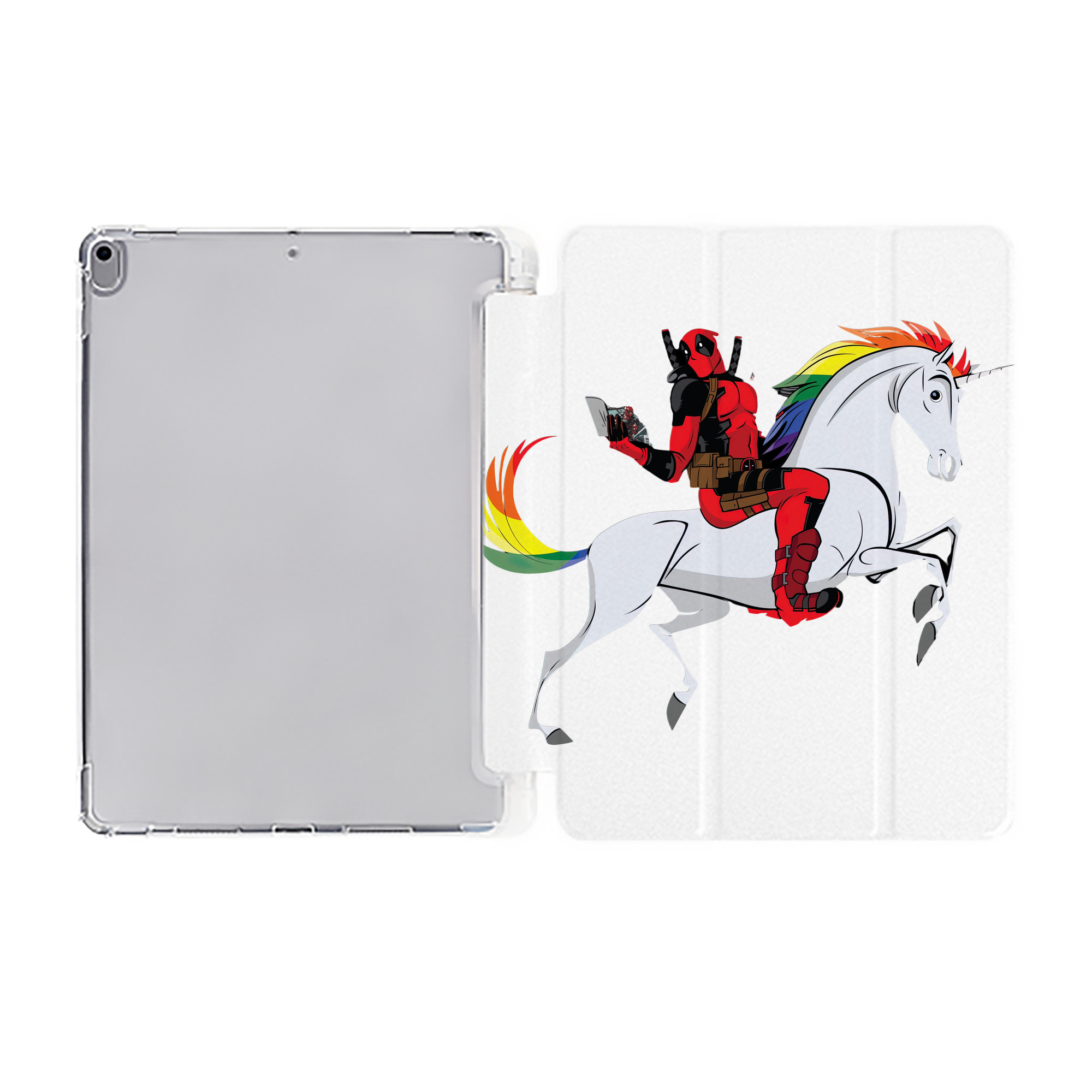 （画像用） Deadpool デッドプール IPad ケース ペン収納付き 三つ折りスタンド PUレザー×シリコン 対応機種9.5/10.5/10.9インチ